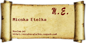 Micska Etelka névjegykártya